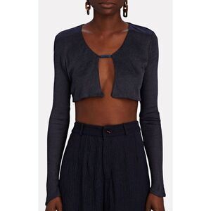 NWT Savannah Morrow Birdie Top in Indigo Blue Cropped Long Sleeve XXL